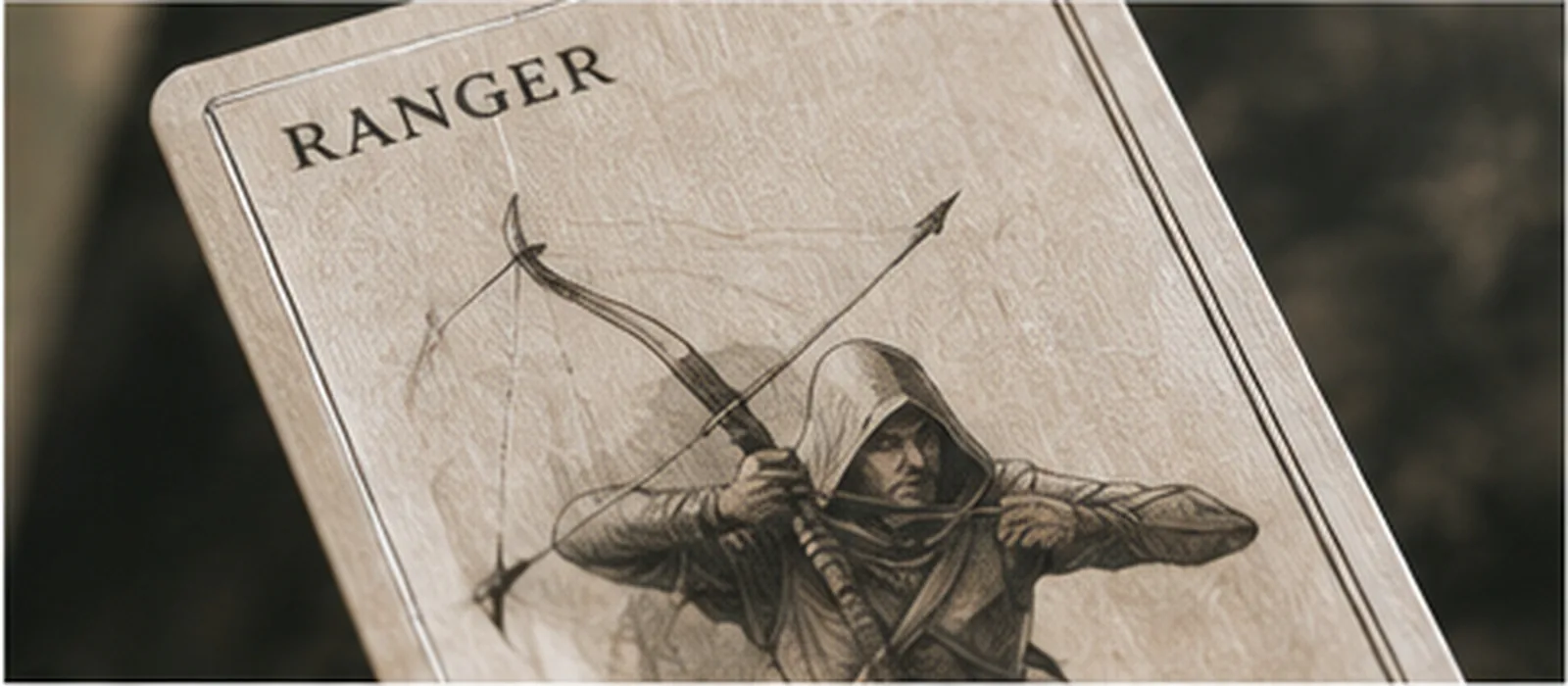 A single illustrated character card at close range, the drawn line work and the card texture both visible